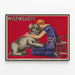 Plakat vintage Mistinguett klædt i blå farve med sin grå hund — indrammet kunstværk på væggen