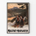 Vintage plakat Mustad's Margarine landskab og par i traditionelle kostumer