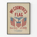 Vintage plakat af My Country's Flag med amerikanske flag og ørn