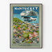 Vintage plakat af Nantucket Village og Hav