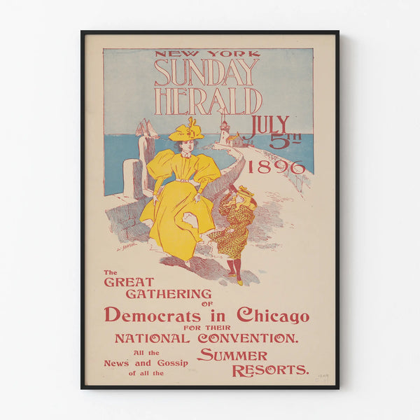 Vintage plakat New York Sunday Herald 1896 - Retro vægdekoration