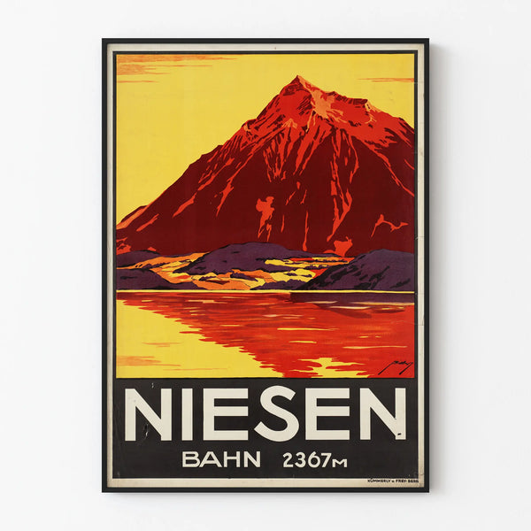 Vintage plakat Niesen Bahn 2367m - Retro bjerg vægdekoration