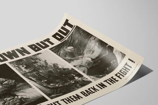 Plakat Vintage 'Not Down But Out' - Inspirerende vægdekoration — visning af kunstværket
