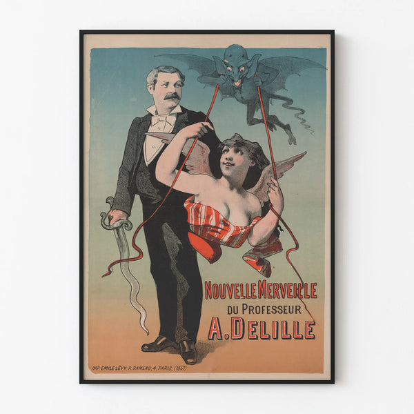 Vintage plakat af den nye vidunder af professor A. Delille