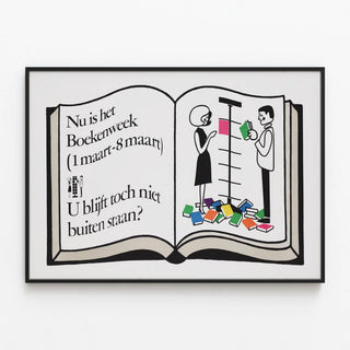 Vintage plakat Boekenweek 1.-8. marts - Åben bog-vægdekoration — indrammet kunstværk på væggen