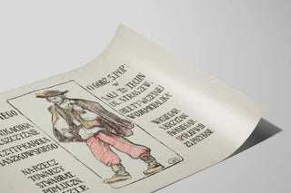 Plakat Illustreret traditionel Hucul – Vintage vægdekoration — visning af kunstværket