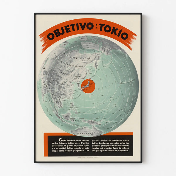 Vintage plakat Kort over Objetivo Tokio