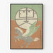 Plakat Art Deco Heste med Vinger og Grafisk Symbol