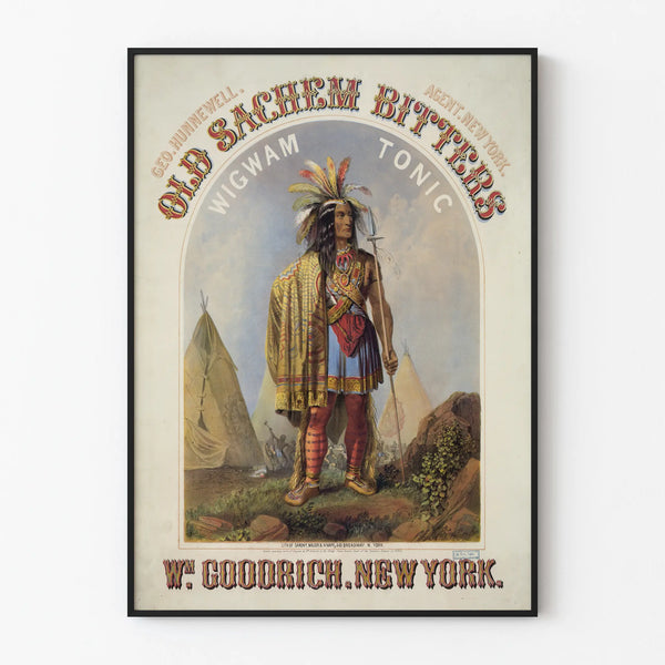 Vintage plakat Old Sachem Bitters Wigwam Tonic New York