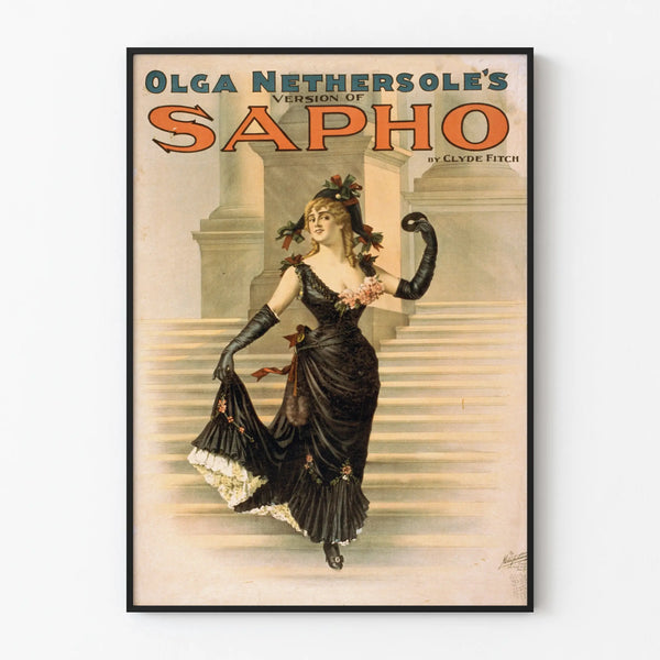 Vintage plakat af Olga Nethersole Sapho af Clyde Fitch