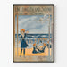 Vintage plakat af On Long Island Sound strand og svømning