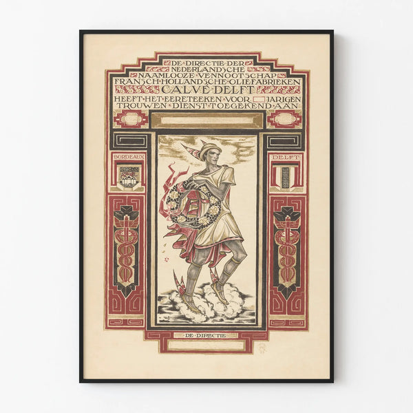 Vintage plakat for tro tjenestecertifikat Calvé Delft