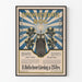 Vintage plakat til vægdekoration Opfindelsernes Bog med ugle og lysstråler