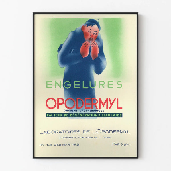 Vintage plakat Opodermyl forfrysninger - retro medicinsk vægdekoration