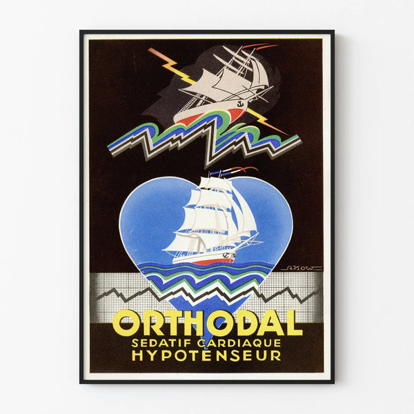 Vintage plakat Orthodal - Retro vægdekoration Skib og Hjerte