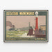 Plakat Vintage Ostseebad Warnemünde - Med fyr og stormfuldt hav — indrammet kunstværk på væggen