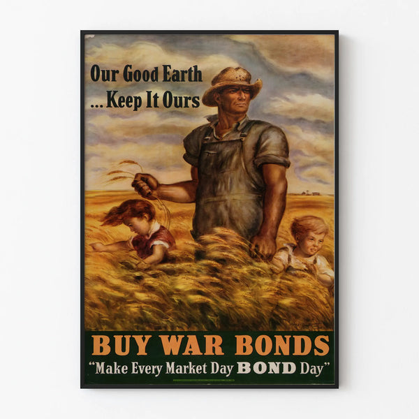 Vintage plakat Our Good Earth - patriotisk og landbrugsmæssig vægdekoration