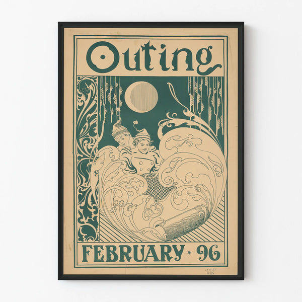 Vintage plakat Outing februar 96 til vægdekoration