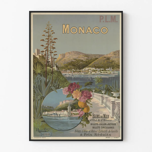 Vintage vægdekoration plakat Monaco Badesøer
