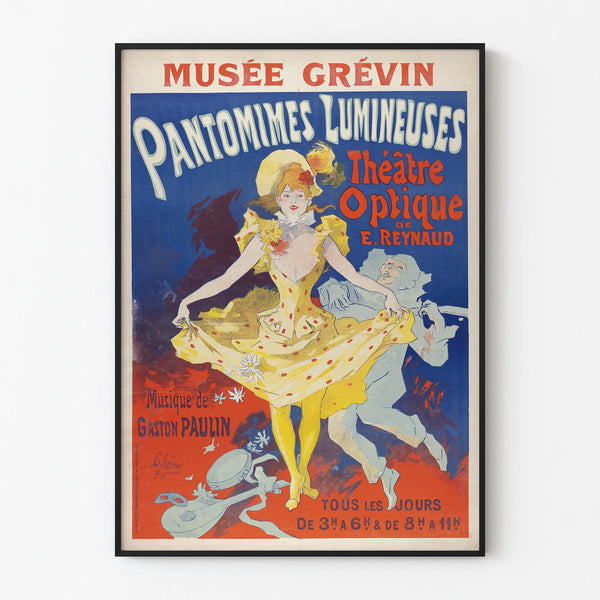 Vintage plakat af pantomimer med lys, Grévin Museum, optisk teater