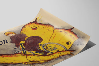 Plakat vintage Sommerfugl på cykel - Retro vægdekoration — visning af kunstværket