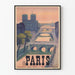 Vintage plakat af Paris landskab og broer over Seinen