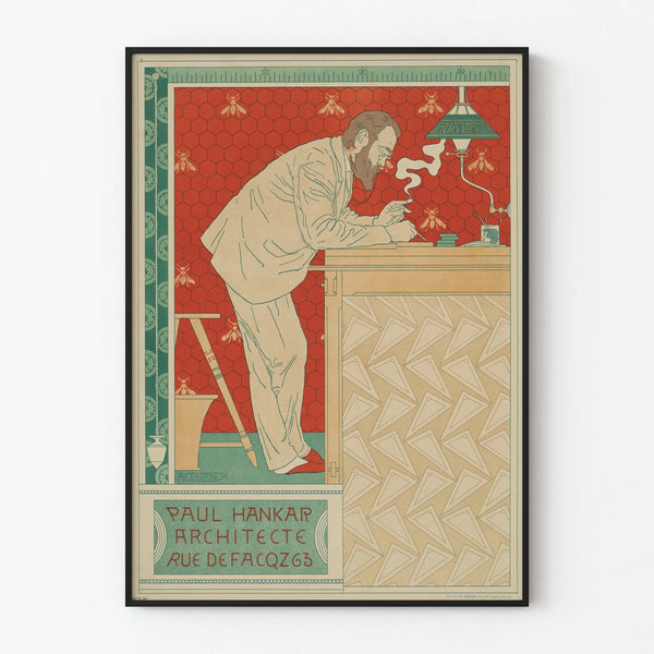Vintage plakat af Paul Hankar, arkitekt, af A. Crespin