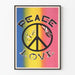Plakat Peace Love farvet retro til vægdekoration vintage