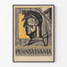 Vintage dekorativ plakat af Pennsylvania-miner med hakke