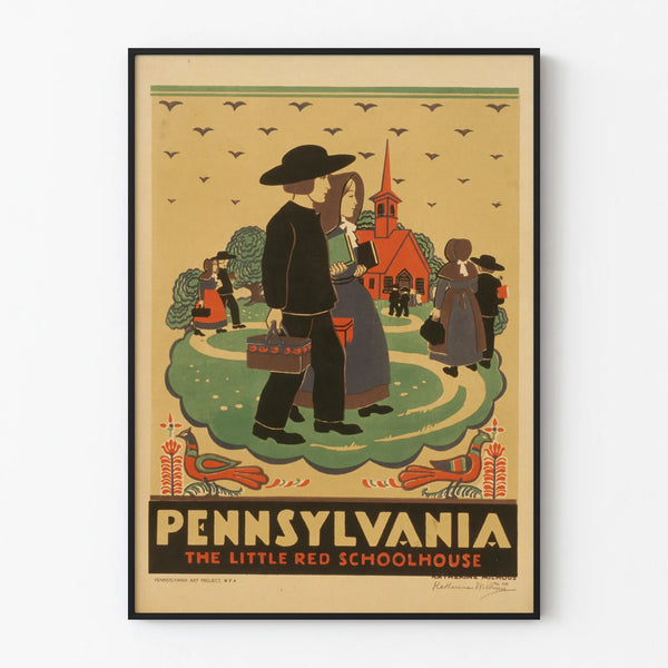 Vintage plakat Pennsylvania The Little Red Schoolhouse