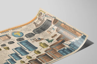 Poster vintage Vægt og mål - uddannelsesmæssig vægdekoration — visning af kunstværket