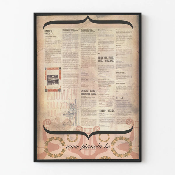 Vintage plakat for Pianola-koncert og begivenheder
