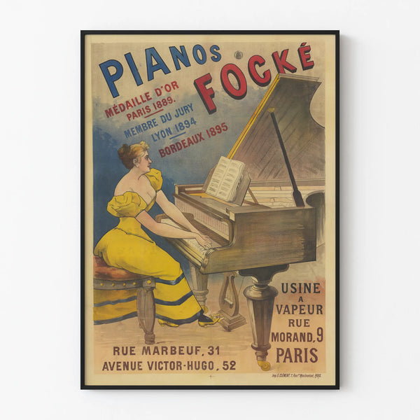 Vintage plakat af Focké klaver med guldmedalje, Paris 1889