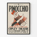 Vintage plakat teater Pinocchio stil grafisk kunst