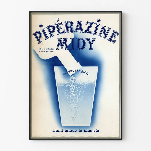 Vintage plakat Piperazine Midy - Retro vægdekoration med bobler