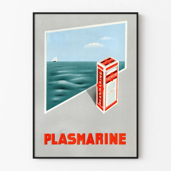 Vintage plakat PLASMARINE marinedekoration vægkunst