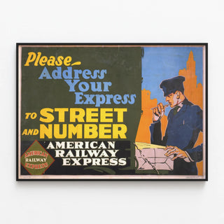 Plakat Vintage American Railway Express - Retro vægdekoration — indrammet kunstværk på væggen