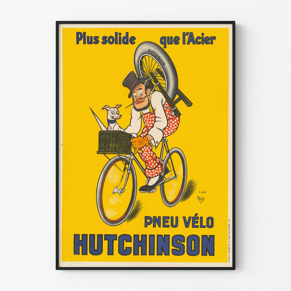 Vintage plakat med cykelhjul Hutchinson - mere holdbar end stål