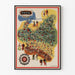 Vintage plakat med illustreret kort over Polen - kulturel vægdekoration