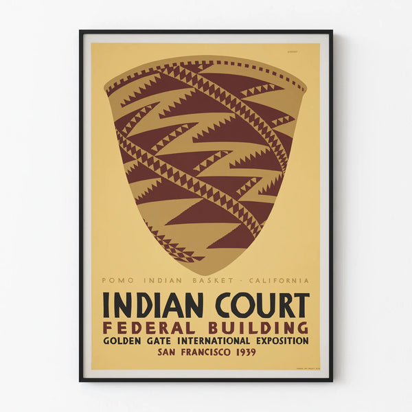 Vintage plakat af Indien Pomo kurv - International udstilling San Francisco 1939