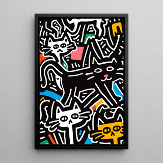 Pop Art Plakat - Styliserede Katte