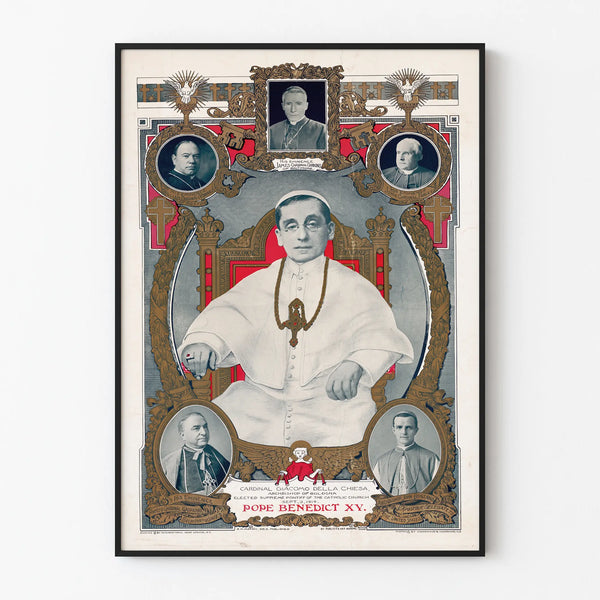 Vintage plakat af Pave Benoît XV og kardinaler - Historisk vægdekoration