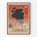 Vintage plakat Le Chat Noir silhuet af en feminin figur og blomsterhat