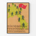 Vintage militært plakat med soldater og rød flag