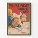 Vintage plakat The Sunday World, illustration af avislæsning