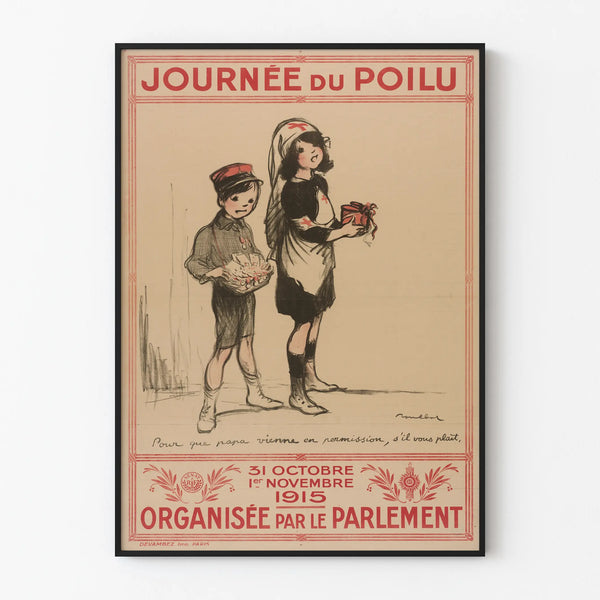Vintage plakat Journée du Poilu 1915 - Historisk vægdekoration