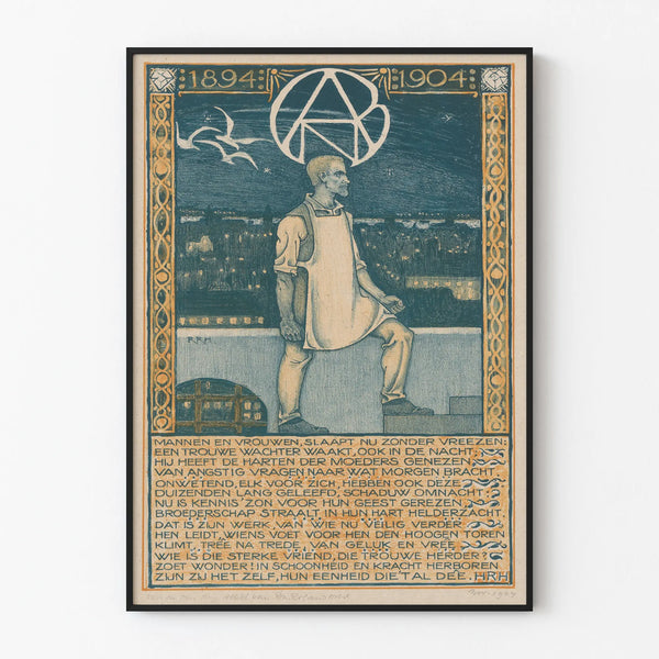 Vintage plakat, der fejrer den 10-års jubilæum for den hollandske diamantforening