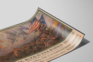Plakat Vintage Vægdekoration Krig - Sæt kampånden i din forretning — visning af kunstværket