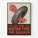 Vintage plakat med genbrug af brugte dæk