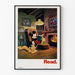 Vægdekoration plakat Mickey Mouse læsning ved pejsen